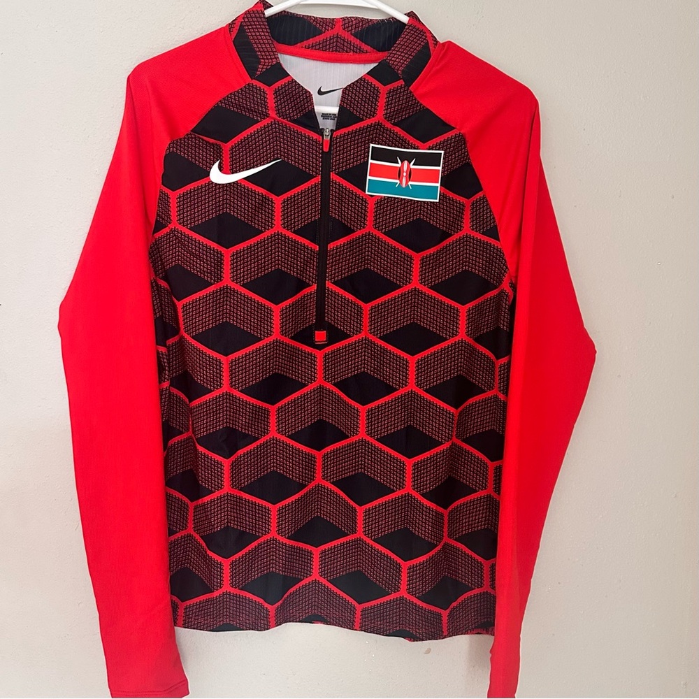 Nike Pro Elite Team Kenya Track & Field 1/4 Zip Top Red CI8845 Men’s Size Small
